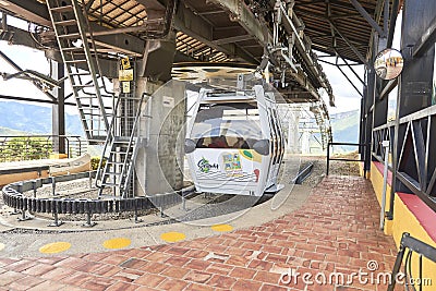 Cable car station at Chicamocha National Park, tourists place in Colombia Editorial Stock Photo