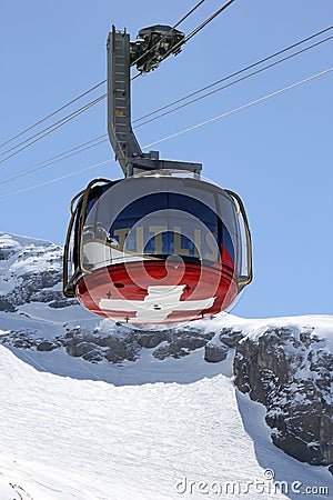 Cable car on the Titlis mountain, Switzerland Editorial Stock Photo