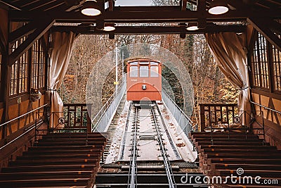 Cable car tram going up and down Editorial Stock Photo