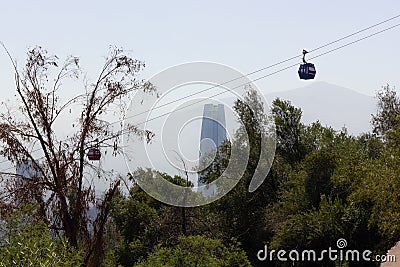 Cable cars in Santiago de Chile Stock Photo