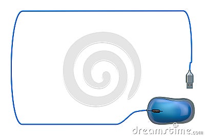 Cable from computer mouse as frame with blank space for your text, 3D rendering Stock Photo