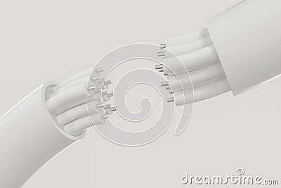 Cable with extended core, electronic connection product, 3d rendering Stock Photo