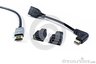 Cable Hdmi and adapter Editorial Stock Photo