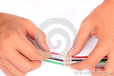 Cable joint with pvc connector Stock Photo