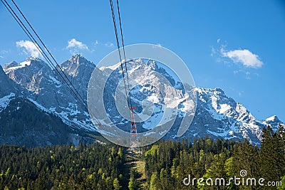 Cable railway to Zugspitze mountain top. tourist attraction upper bavaria Stock Photo