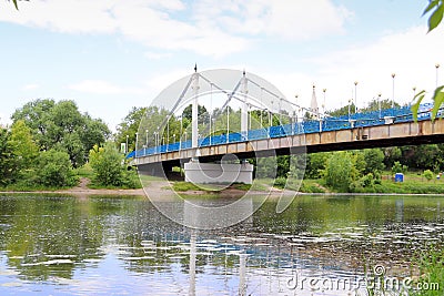 Cable-stayed bridge over the Kotorosl river in Yaroslavl. View f Stock Photo