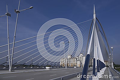 Cable-stayed Seri Wawasan Bridge Stock Photo