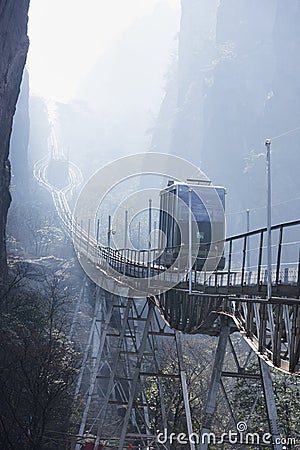 Cable tram, Huangshan - Yellow Mountain, China Editorial Stock Photo