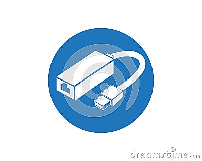 Cable wire computer and plug icons set Vector Illustration