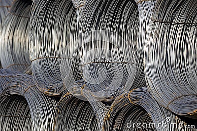 Cable Wire Rolls Kept Together Stock Photo