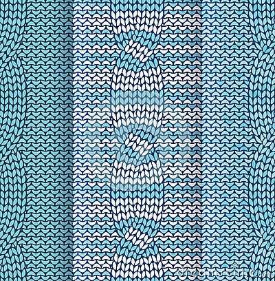 Cabled knitted pattern blue and white Vector Illustration