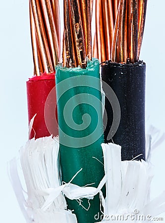 Cables bare wires copper wire Stock Photo