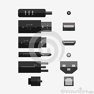 Cables in different type. Stock Photo