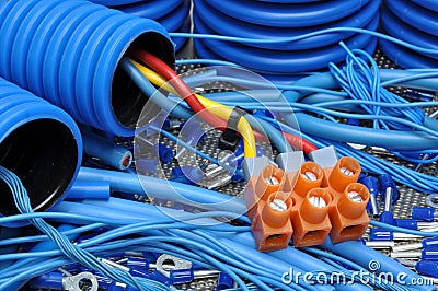 Cables and electrical component Stock Photo