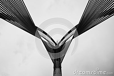 Cables and Pole of Wawasan Bridge Stock Photo