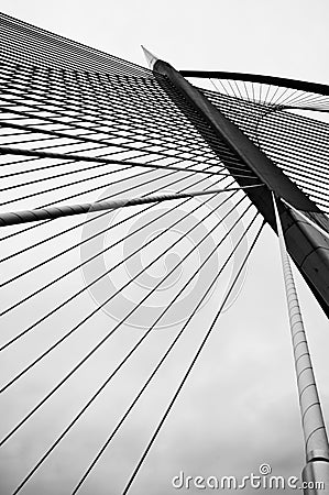 Cables and Pole of Wawasan Bridge Stock Photo