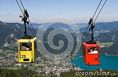 Cableway in alps Editorial Stock Photo