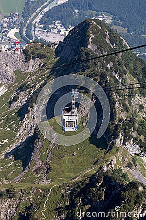 Cableway in Alps Editorial Stock Photo