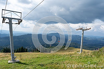 Mountains ranges in the Carpathians. Hills, forest and meadows Stock Photo