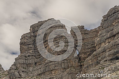 Cableway near Kanin mountains in Slovenia in summer cloudy day Stock Photo