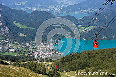 Cableway near Wolfgangsee Stock Photo