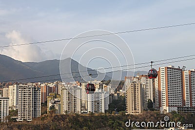 Cableway seen from Palo Verde in Caracas, Venezuela Stock Photo