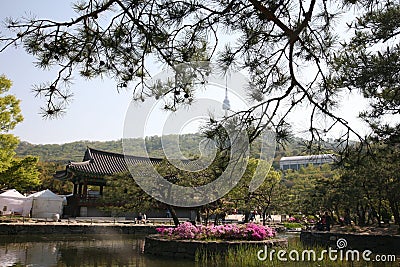 Cableway to Seoul Tower. Korea Editorial Stock Photo