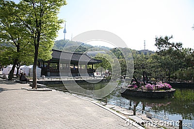 Cableway to Seoul Tower. Korea Editorial Stock Photo