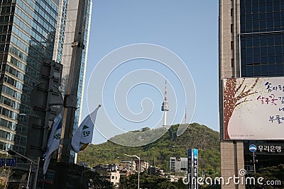 Cableway to Seoul Tower. Korea Editorial Stock Photo