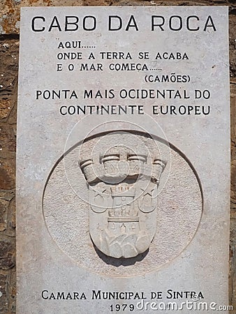 Cabo da Roca lighthouse in the most west extent of Portugal belongs to the parques de Sintra Editorial Stock Photo