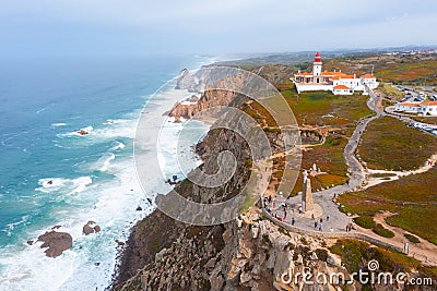 Cabo da Roca lighthouse in Portugal Stock Photo