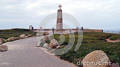 Cabo da Roca - westernmost point of continental Europe - Monuments and Lighthouse, Portugal Editorial Stock Photo