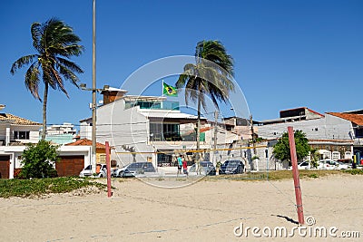Cabo Frio, Brazil: beach volleyball net on the Brazilian coast Editorial Stock Photo