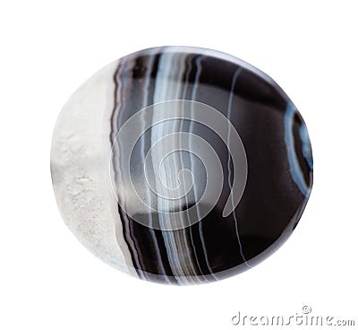 Cabochon from striped agate gemstone isolated Stock Photo