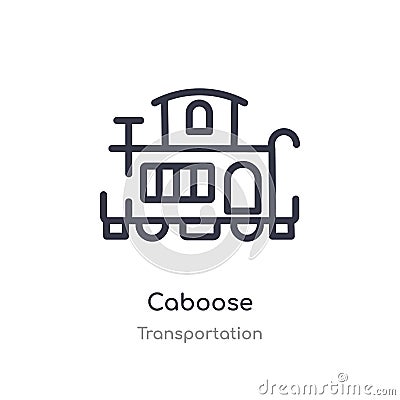 caboose outline icon. isolated line vector illustration from transportation collection. editable thin stroke caboose icon on white Vector Illustration