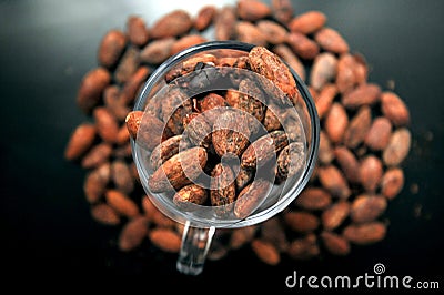 Cacao beans wallpaper, child slavery concept Stock Photo