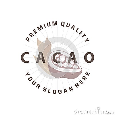 Cacao Bean Logo, Premium Design Vintage Retro Old Fresh Organic Garden Plant Seed Simple Minimalist Vector Illustration