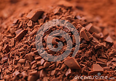 Cacao beans and chocolate powder Stock Photo