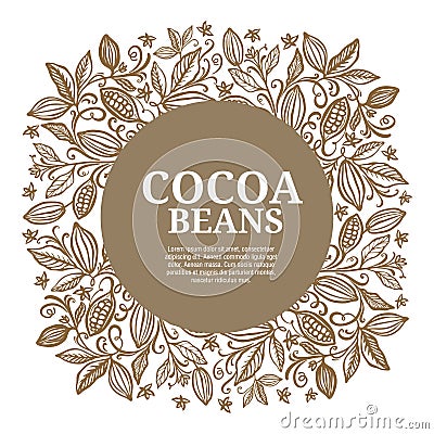 Cacao beans plant, Vector exotic cacao plants Stock Photo