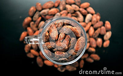 Cacao beans are rich in many minerals, including iron, magnesium, phosphorus, zinc, manganese, and copper Stock Photo