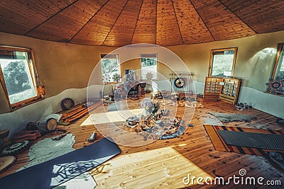 Cacao ceremony space, heart opening medicine. Ceremony space. Stock Photo