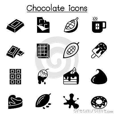 Cacao, Chocolate, Cocoa icon set Vector Illustration