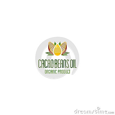 Cacao oil logo. Organic product vector emblem. Vector Illustration