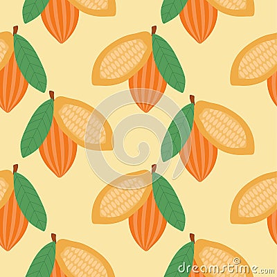 Cacao seamless pattern vector illustration. Natural chocolate. Organic sweet food, graphic art sketch. Cocoa vintage package Vector Illustration