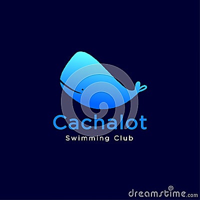 Cachalot logo. Swimming club. Swimming and diving goods. Vector Illustration