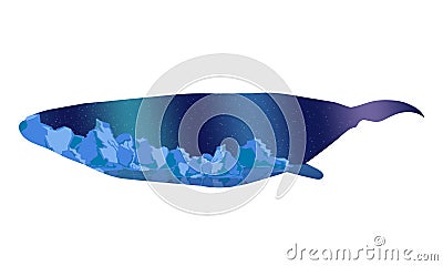 Cachalot Or Sperm Whale Silhouette Template Vector Illustration