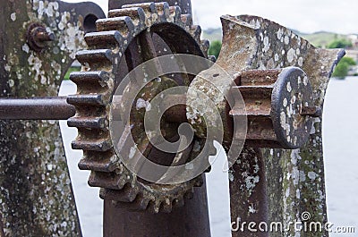 Detailed part of the historic iron bridge Domo Pedro II that connects the cities of Cachoeira and Sao Felix in the Brazilian state Stock Photo