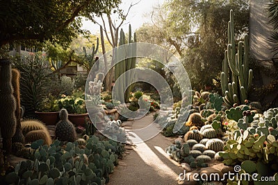 cacti garden with succulents and other desert plants Stock Photo