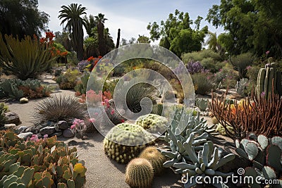 cacti garden with succulents and other desert plants Stock Photo