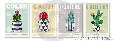 Cacti Realistic Posters Set Vector Illustration